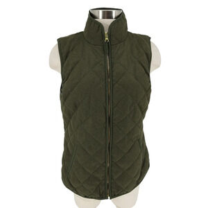 Old Navy Textured Quilted Vest Crocodile Tears Green Sleeveless Zip Up Medium